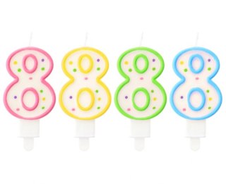 Świeczka cyferka "8" z kropeczkami 7,5 cm | PF-SCK8