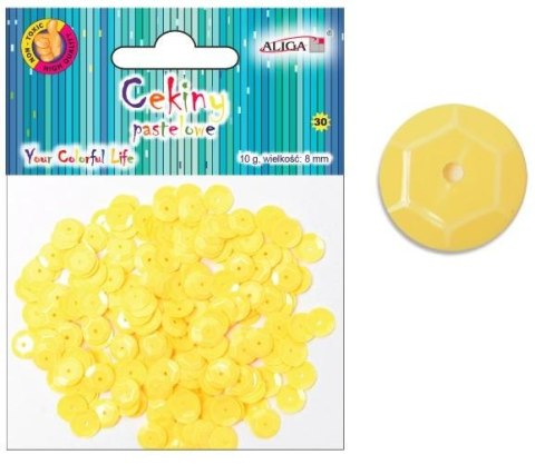 Cekiny 12szt pastelowe ŻÓŁTE 8mm 10g | WMT-103