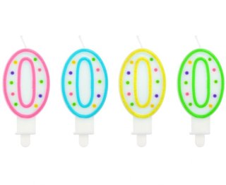 Świeczka cyferka z kropeczkami 0 7,5 cm