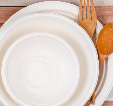 Talerz z trzciny cukrowej pulpa bio fi - 23 cm biały 12 szt.