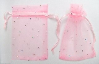 Torebka z materiału 30x19 cm RÓŻ 12szt. | 2279