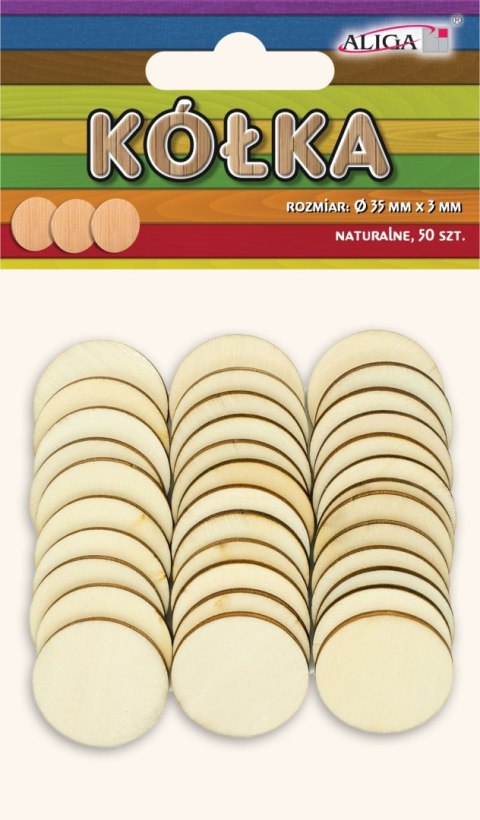 Kółka naturalne 30 szt.,śr.35 mm PK-6388