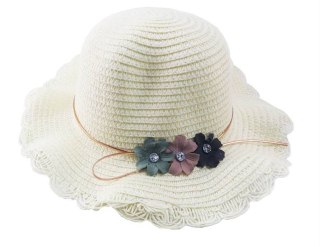 Kapelusz damski młodzieżowy z 3 kwiatkami