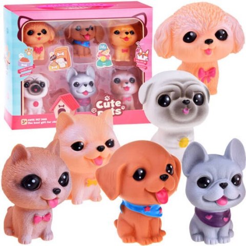 Zestaw figurki pieski gumowe 6 sztuk szczeniaczki ZA4629