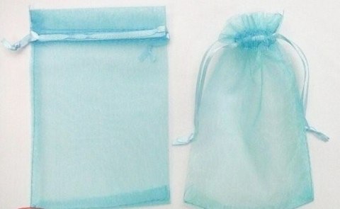 Torebka 12szt. z materiału 10 x 8cm BŁĘKIT Tort-0030błękit