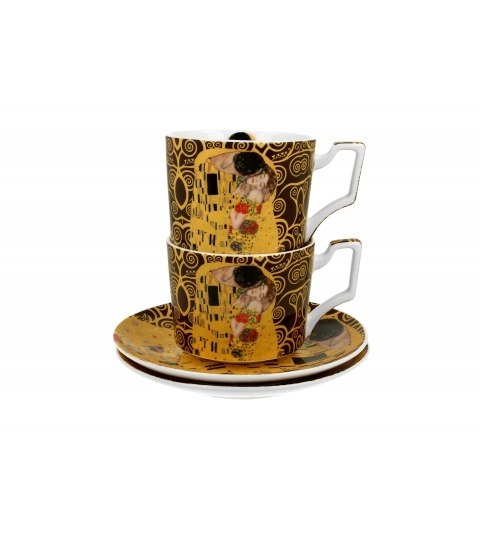 2 filiżanki luxury ze spodkami THE KISS BROWN G Klimt