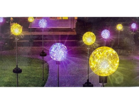 Lampa solarna ogrodowa kula W - 2szt. sol6012-w