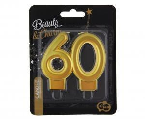 Świeczka B&C cyferka 60, metalik złota, 8.0 cm PF-SCZ60