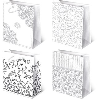 Torebki ozdobne10szt. XL AVANTGARDE set 4 Białe 30 x 36,5 x 13 cm