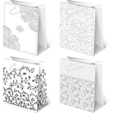 Torebki ozdobne10szt. XL AVANTGARDE set 4 Białe 30 x 36,5 x 13 cm