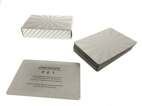 Karty do gry srebrne plastikowe