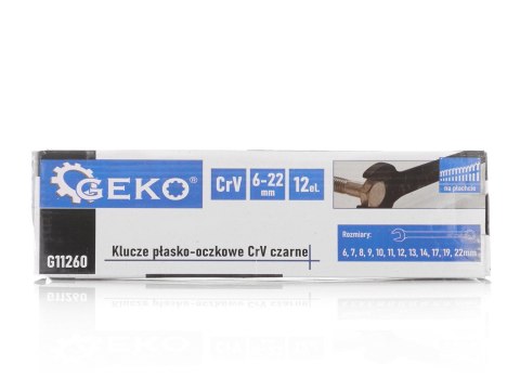 Klucze płasko-oczkowe CRV-czarne 6-22mm 12el. G11260