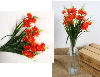 Bukiet 2szt sztuczny ŁUBIN z trawą 34 cm 5 łodyg POMARAŃCZOWY MZ-084D