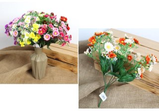 Bukiet 2szt sztuczny drobne stokrotki z białym dodatkiem 27 cm 5 łodyg mix kolor MZ-099