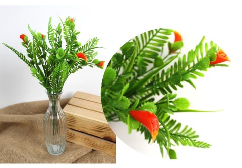 Bukiet 2szt sztuczny kalia drobna 37 cm 5 łodyg (główka 2,5x1,5 cm) POMARAŃCZOWY MZ-068C