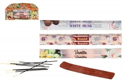 Kadzidło zapachowe Vanilla, White Musk, Sandalwood 3 opak x 20 szt. ISP711