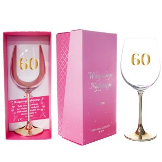 Kieliszek do wina 500ml. ze złotą nóżką "60 "