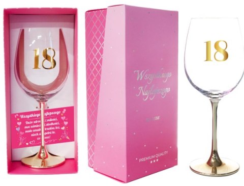 Kieliszek do wina ze złotą nóżką " 18 " 500 ml