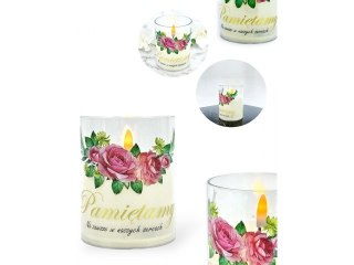 Świeczka led w obudowie z płomieniem - 10cm "Pamiętamy Na zawsze w naszych sercach"41498