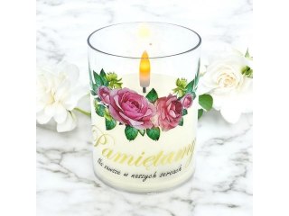 Świeczka led w obudowie z płomieniem - 10cm "Pamiętamy Na zawsze w naszych sercach"41498