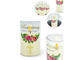 Świeczka led w obudowie z płomieniem - 12,5cm "Pamiętamy Na zawsze w naszych sercach"41504
