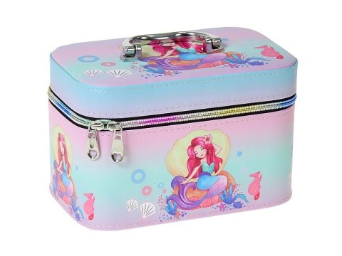 Szkatułka kuferek M z lusterkiem wzór syrenka zapinany na zamek 21 x 14 x 11,5cm