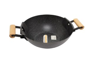 Wok czarny z drewnianymi uszami 35 x 24 x 9 cm BLM-2402