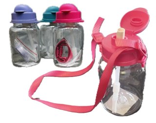 Bidon butelka plastikowa ze słomką i paskiem 330 ml