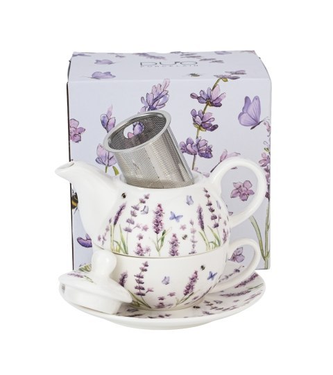 Filiżanka z dzbankiem z zaparzaczem ze stali nierdzewnej CLASSIC LAVENDER