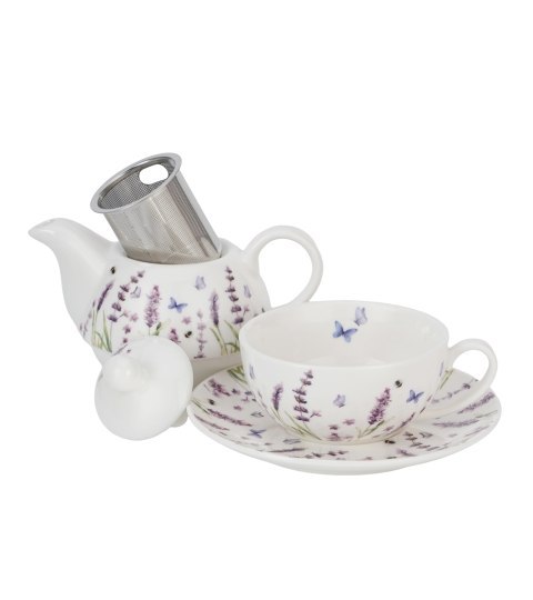 Filiżanka z dzbankiem z zaparzaczem ze stali nierdzewnej CLASSIC LAVENDER