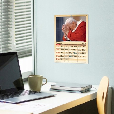 Kalendarz ścienny Papieski A4 2026 wieloplanszowy miesięczny Jan Paweł II
