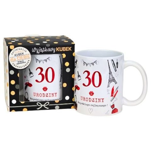Kubek na 30 urodziny dla kobiety (czerwony) 3309-UR16-30
