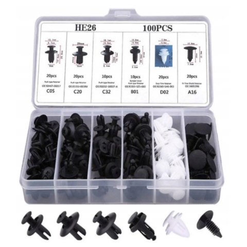 Spinki klipsy samochodowe do tapicerki 100szt. XJ5176