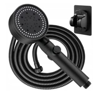 Zestaw prysznicowy czarny słuchawka prysznicowa wąż 150cm uchwyt XJ5496