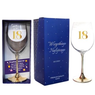 Kieliszek do wina ze złotą nóżką " 18 " 500 ml