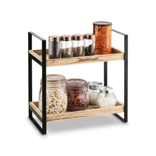 Mały regał z dwoma półkami z drewna paulownia - półki do kuchni i nie tylko 2-poziomy 34 x 18 x 34 cm