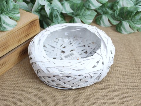 Osłonka wiklinowa rattanowa z plastikowym wkładem GNIAZDO 25 x 8 cm - BIAŁA MRY-16-25
