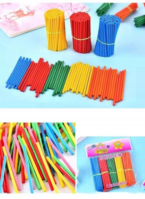 Patyczki do nauki liczenia drewniane kolorowe szkolne dla dzieci 8cm 100szt. PID5006