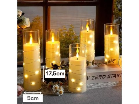 Świeczka led w obudowie z płomieniem - 17,5cm AEA-7067