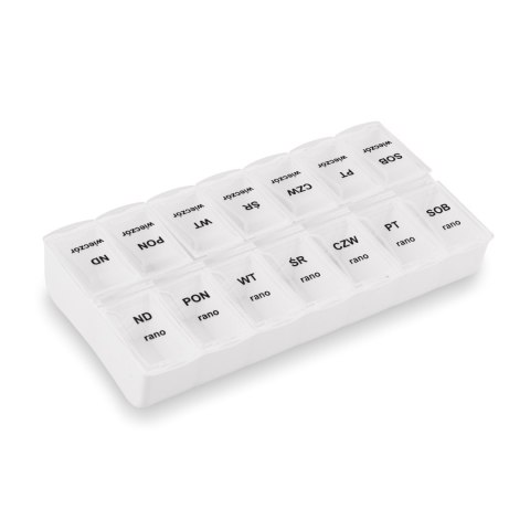 Tygodniowy pojemnik na tabletki z podziałem na rano i wieczór